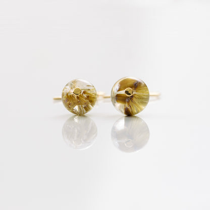 Gold Rutile Quartz Pierced Earrings / K18