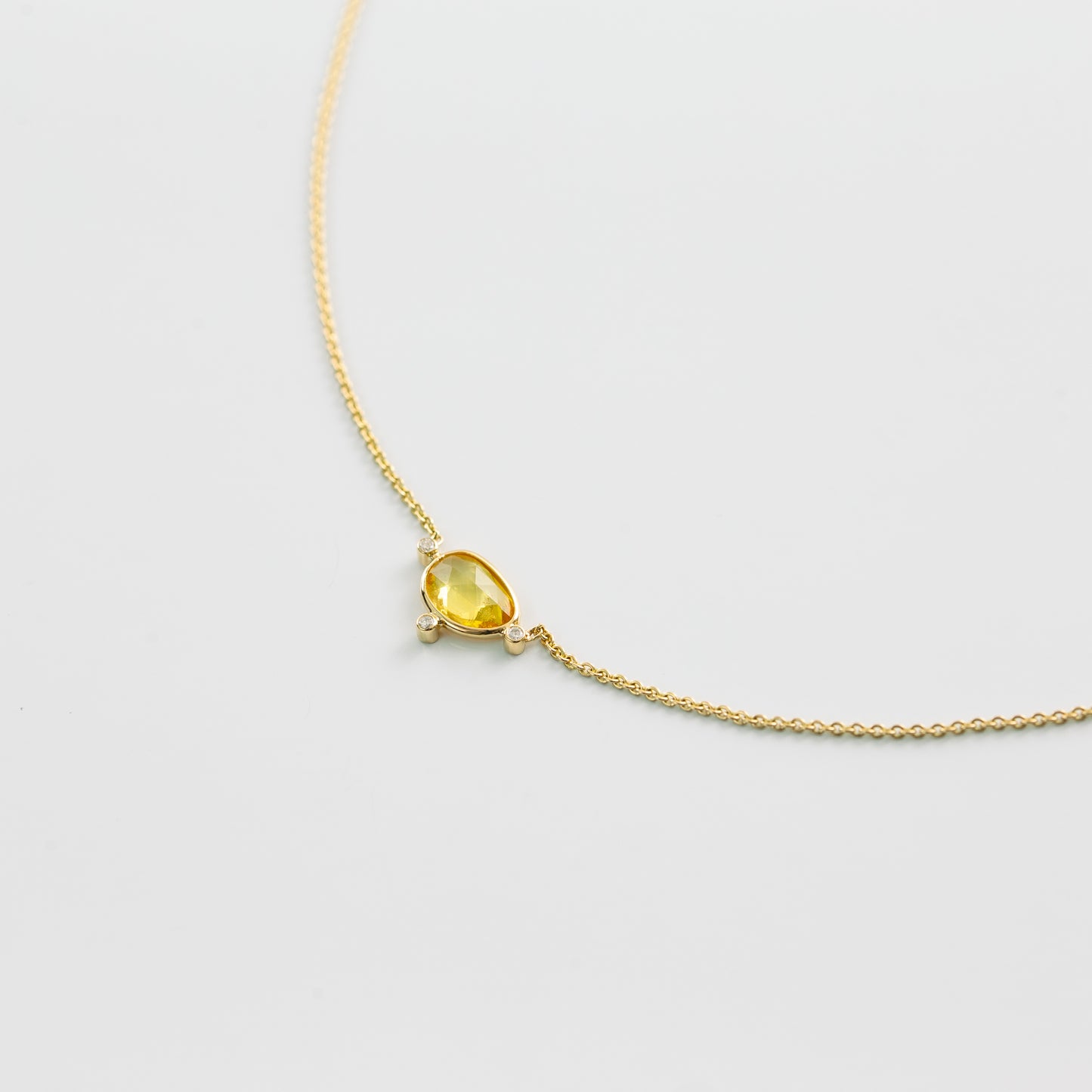 Yellow Sapphire, Diamond Necklace / K18