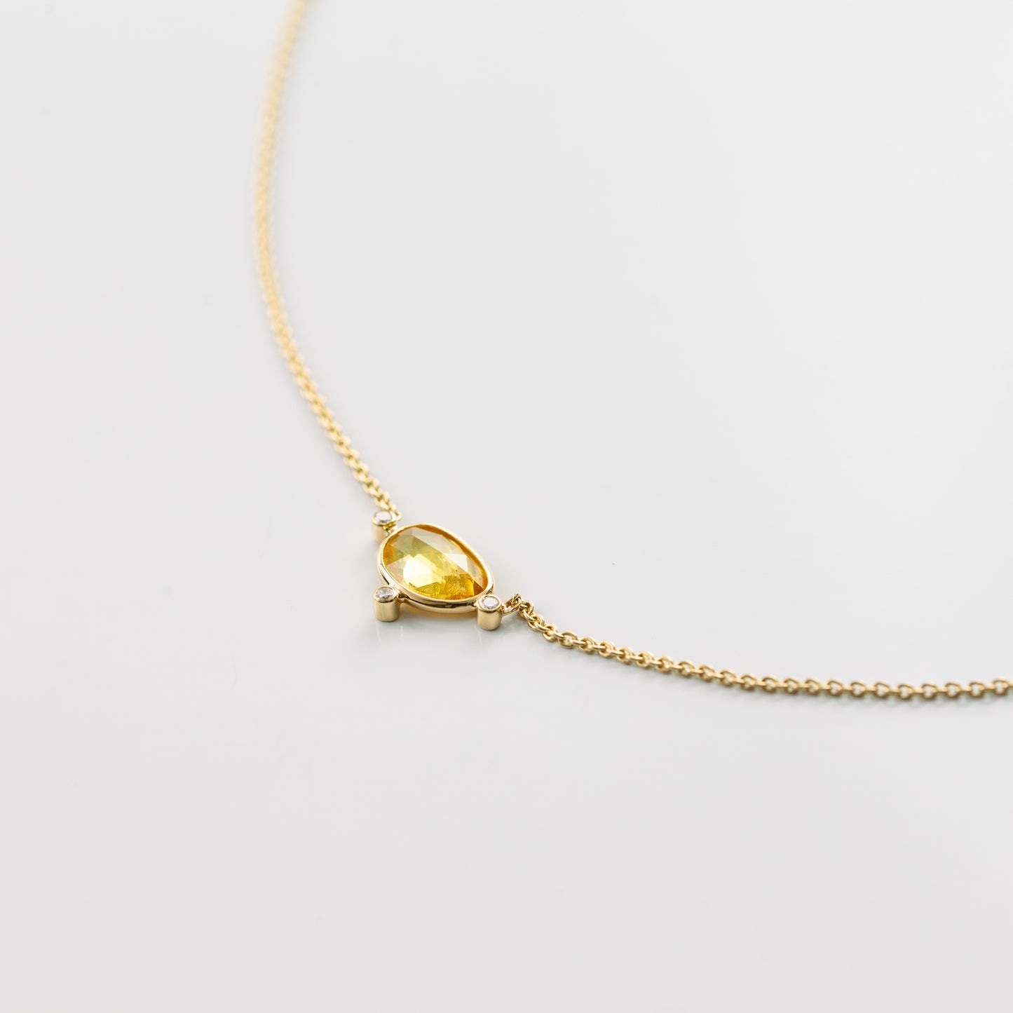 Yellow Sapphire, Diamond Necklace / K18