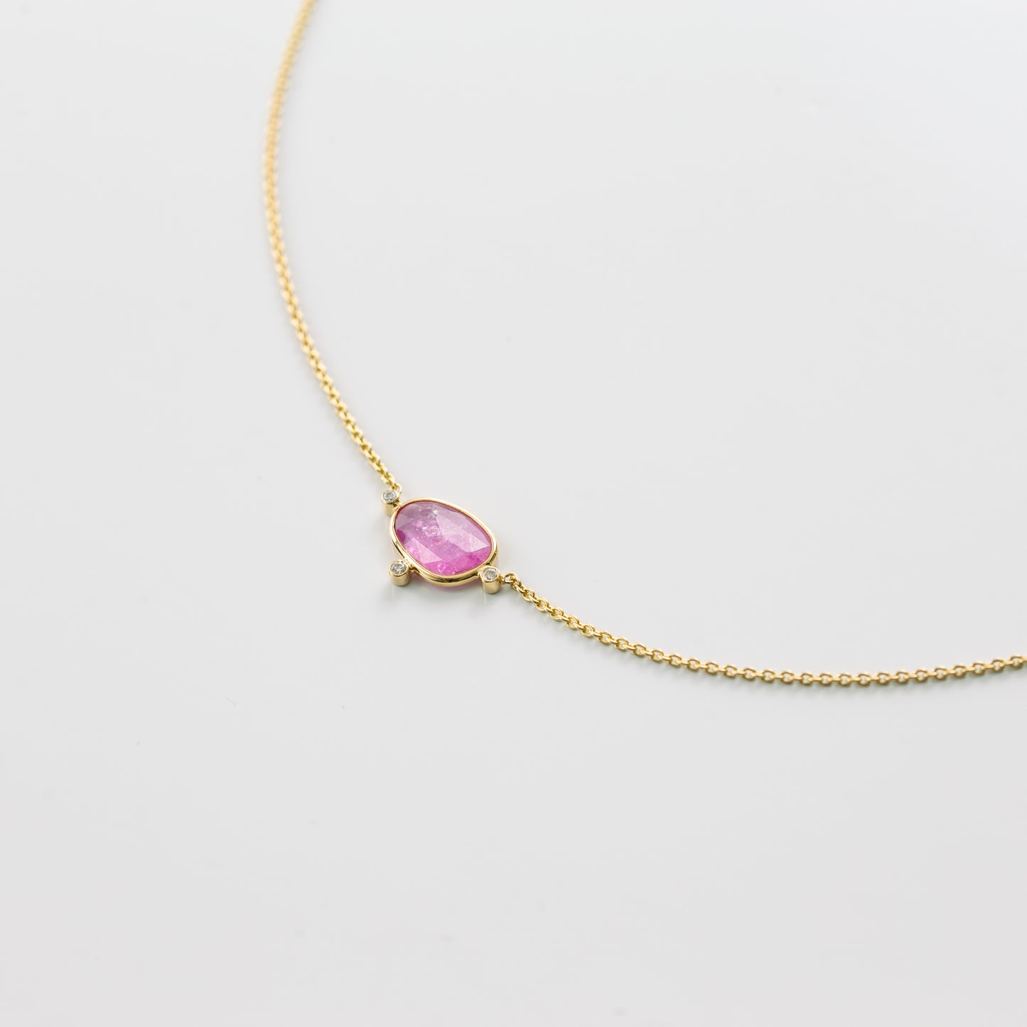 Pink Sapphire, Diamond Necklace / K18