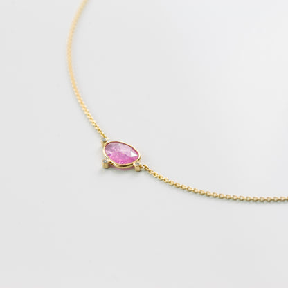 Pink Sapphire, Diamond Necklace / K18