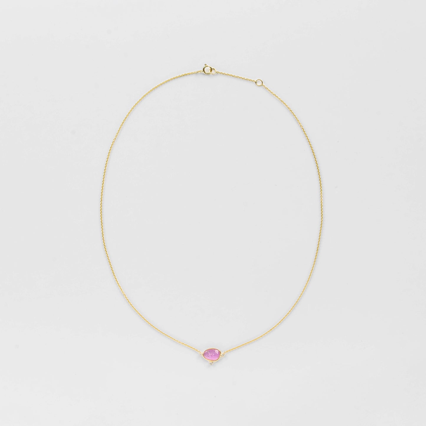 Pink Sapphire, Diamond Necklace / K18