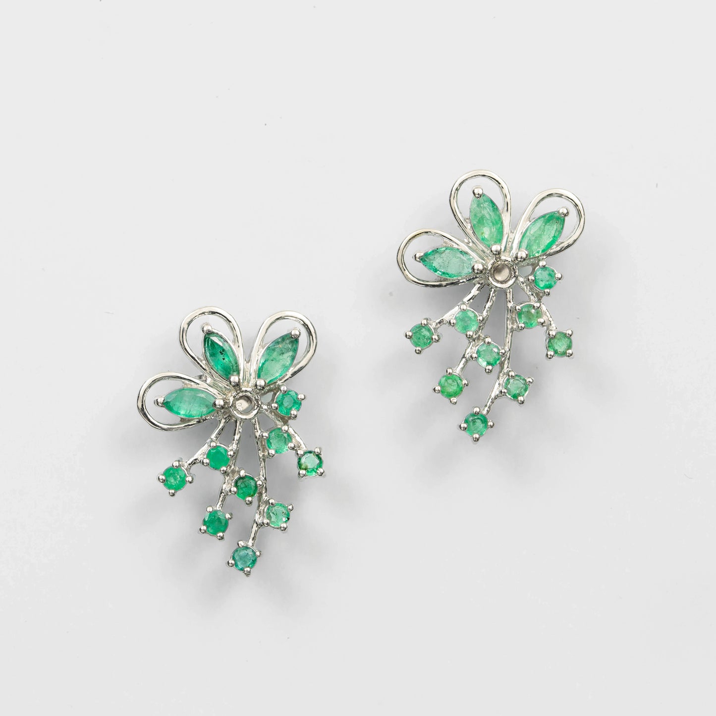 Butterfly Emerald Pierced Earrings / Sv925