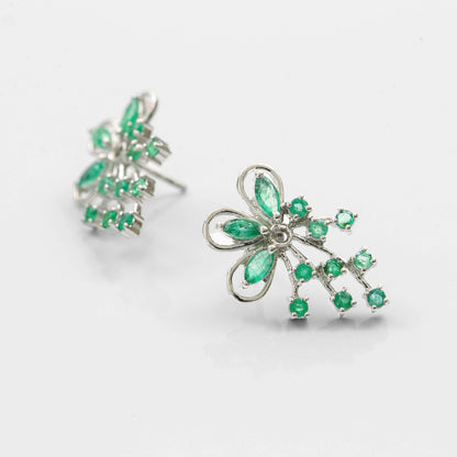 Butterfly Emerald Pierced Earrings / Sv925