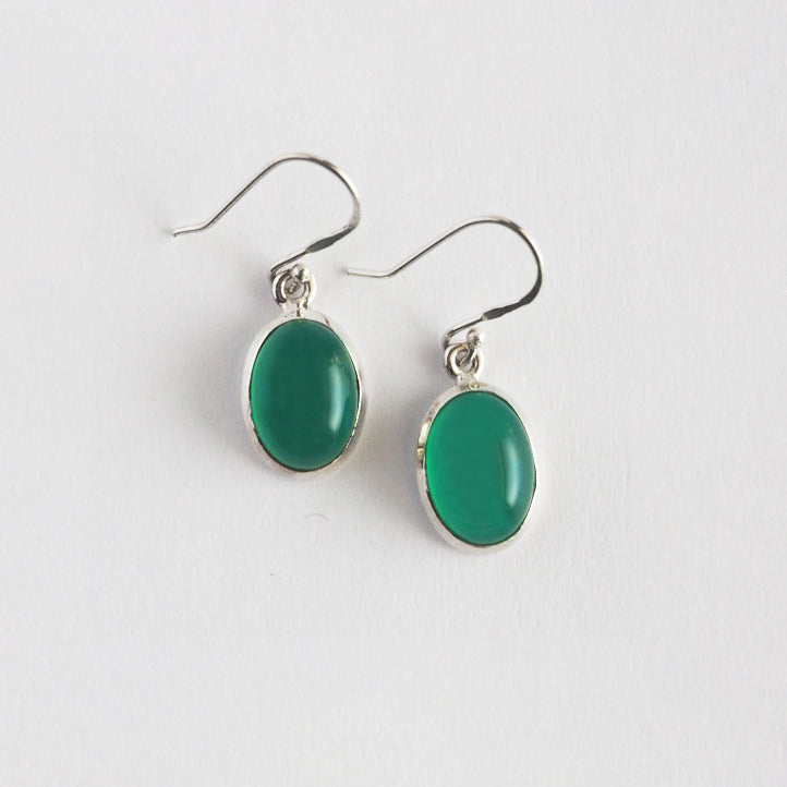 Green onyx Pierced Earrings / Sv925