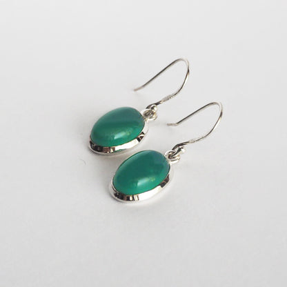 Green onyx Pierced Earrings / Sv925