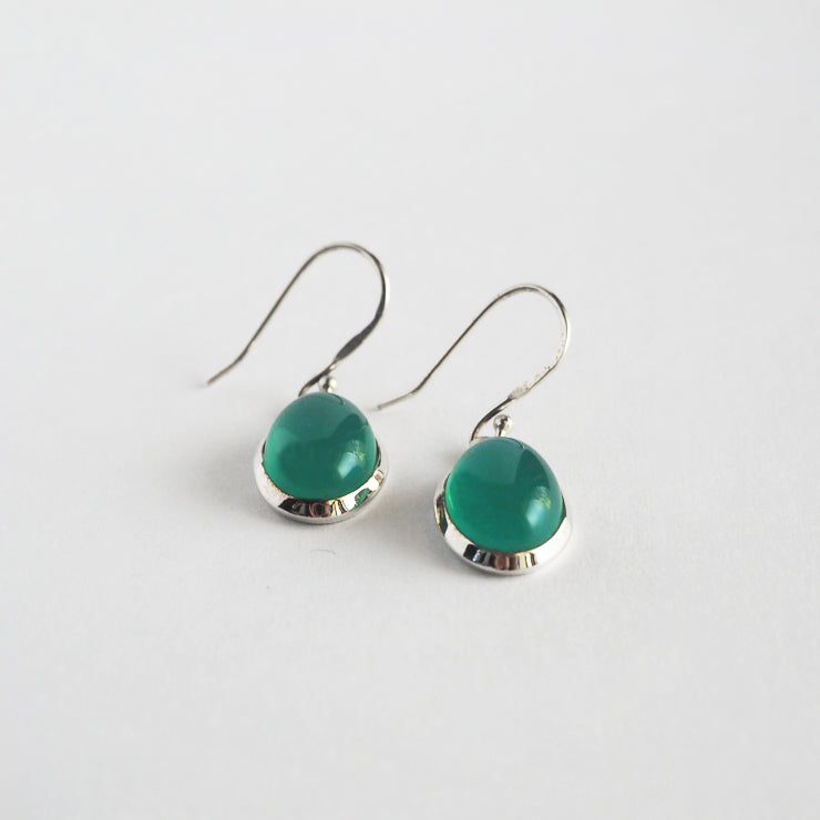 Green onyx Pierced Earrings / Sv925