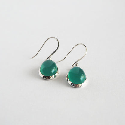 Green onyx Pierced Earrings / Sv925