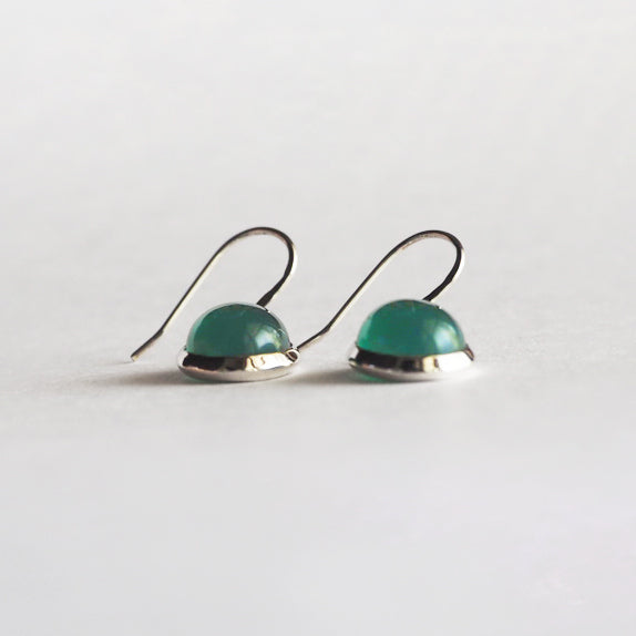 Green onyx Pierced Earrings / Sv925