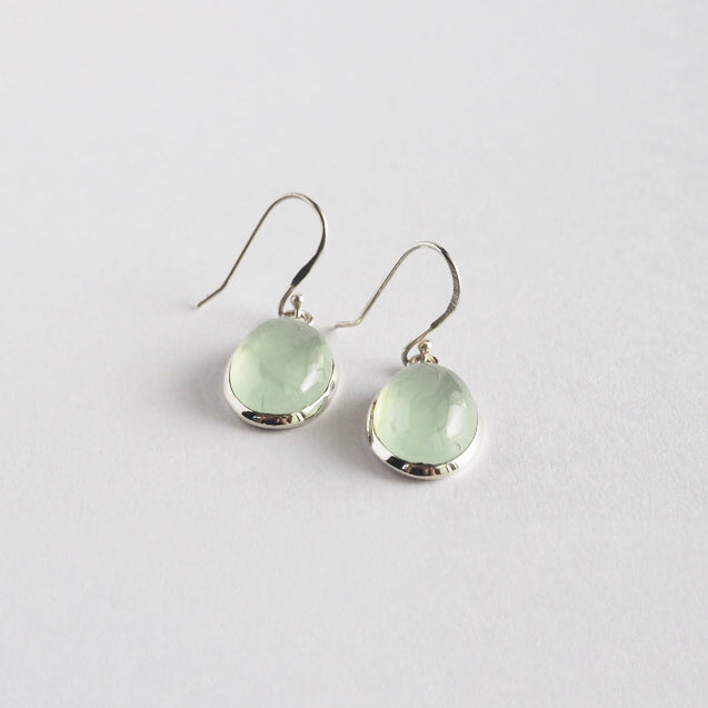 Prehnite Pierced Earrings / Sv925