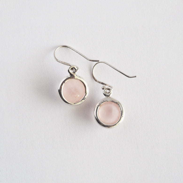 Rose quartz Pierced Earrings / Sv925