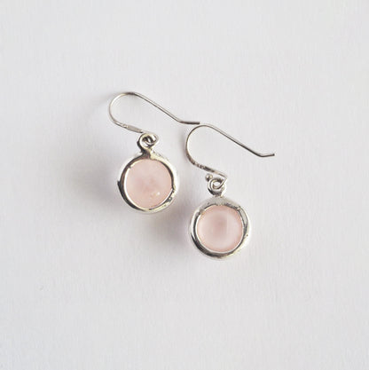 Rose quartz Pierced Earrings / Sv925