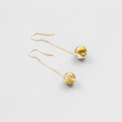 Gold Rutile Quartz Pierced Earrings / K18