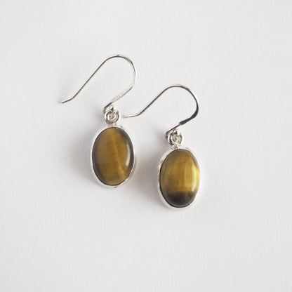 Tiger's eye Small Pierced Earrings / Sv925