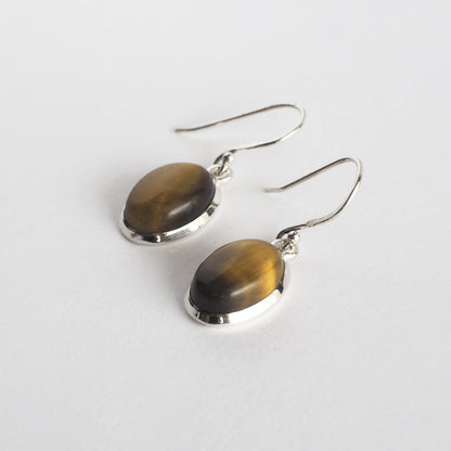 Tiger's eye Small Pierced Earrings / Sv925