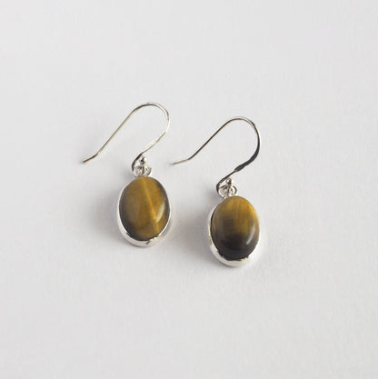 Tiger's eye Small Pierced Earrings / Sv925