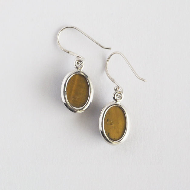 Tiger's eye Small Pierced Earrings / Sv925