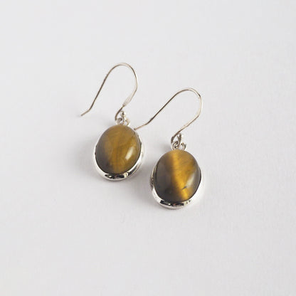 Tiger's eye Pierced Earrings / Sv925