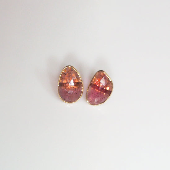 Tourmaline Stud Pierced Earrings / K18【Custom-made】