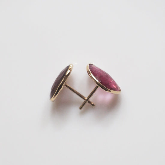 Tourmaline Stud Pierced Earrings / K18【Custom-made】