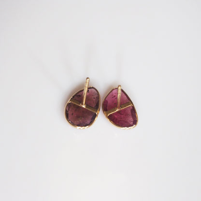 Tourmaline Stud Pierced Earrings / K18【Custom-made】