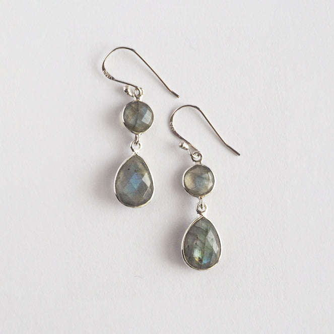 Double Labradorite Pierced Earrings / Sv925