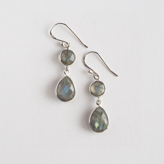 Double Labradorite Pierced Earrings / Sv925