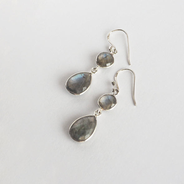 Double Labradorite Pierced Earrings / Sv925