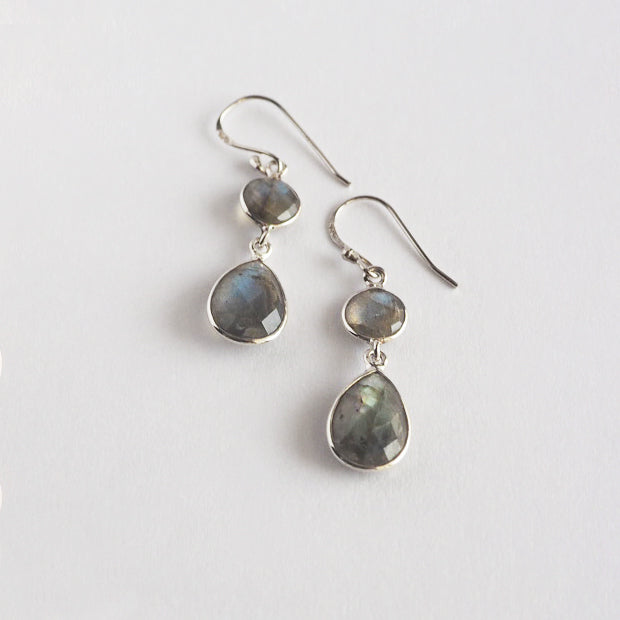 Double Labradorite Pierced Earrings / Sv925