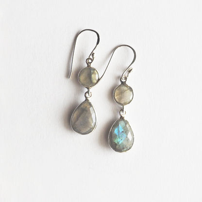 Double Labradorite Pierced Earrings / Sv925